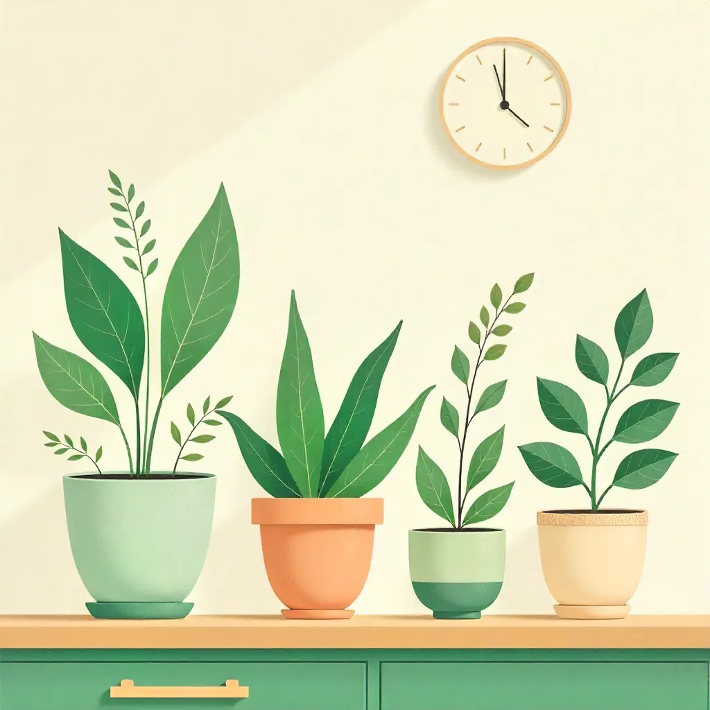 Combination of small air-purifying plants