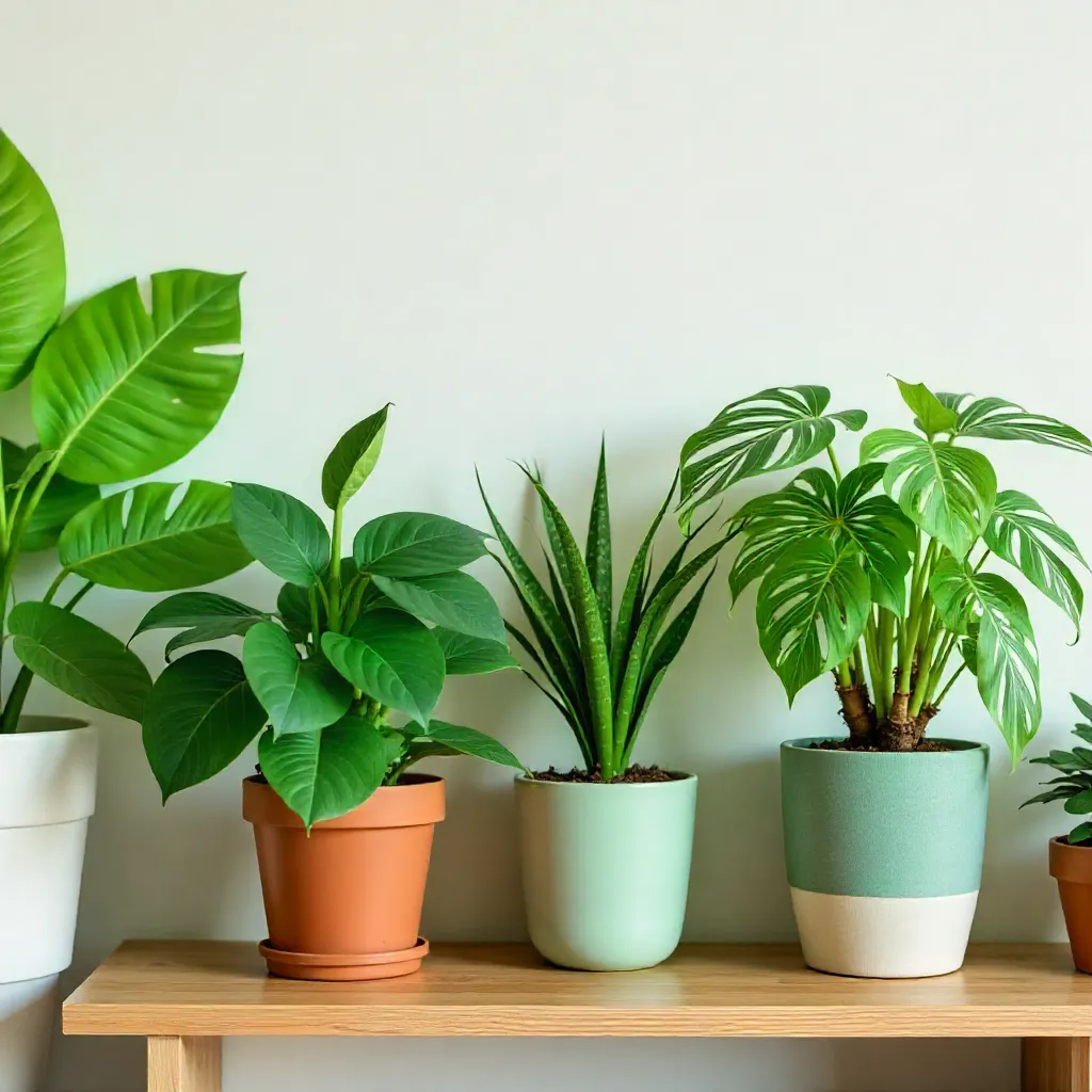 Indoor plants arranged for air purification